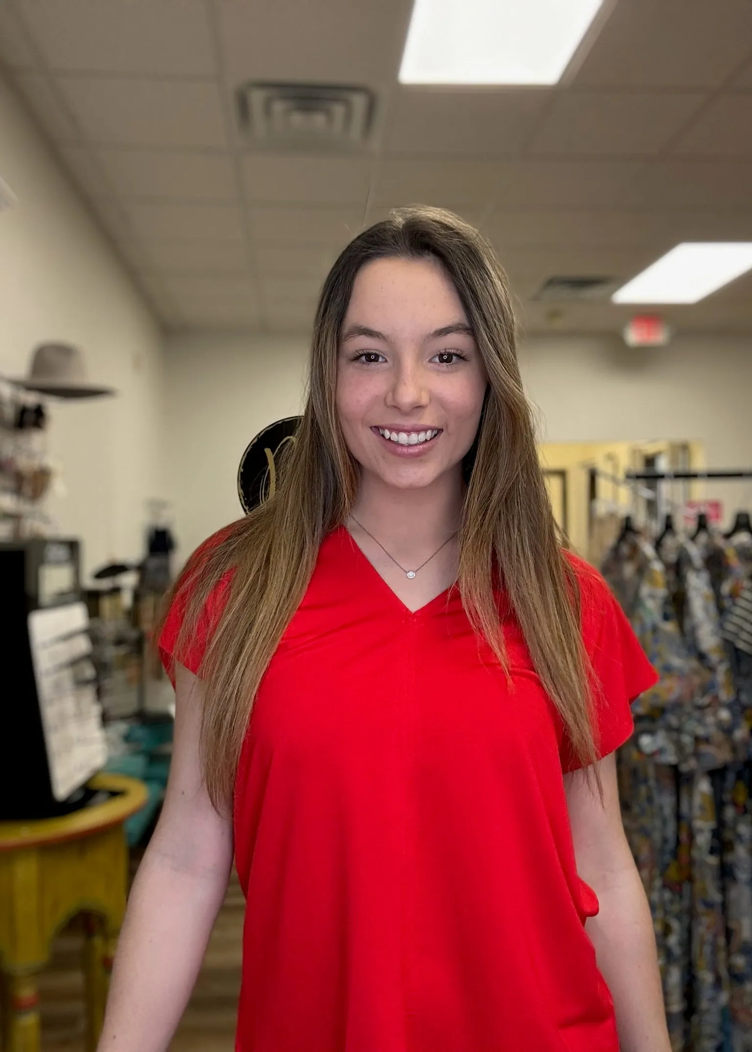 Red V Neck Tee