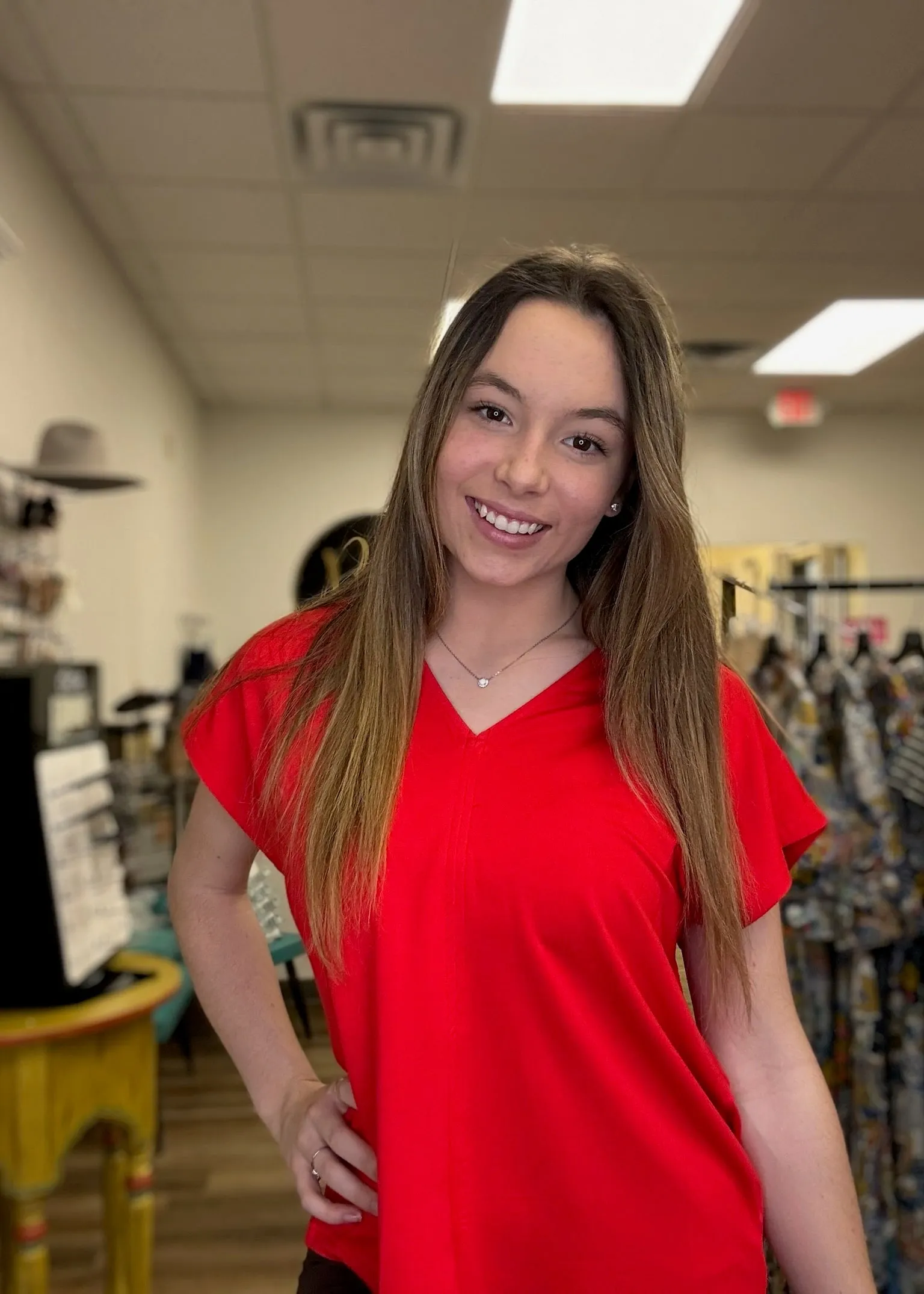 Red V Neck Tee