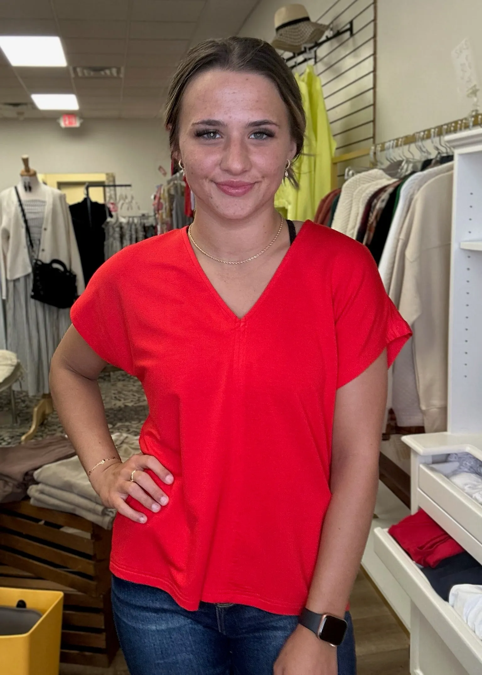 Red V Neck Tee