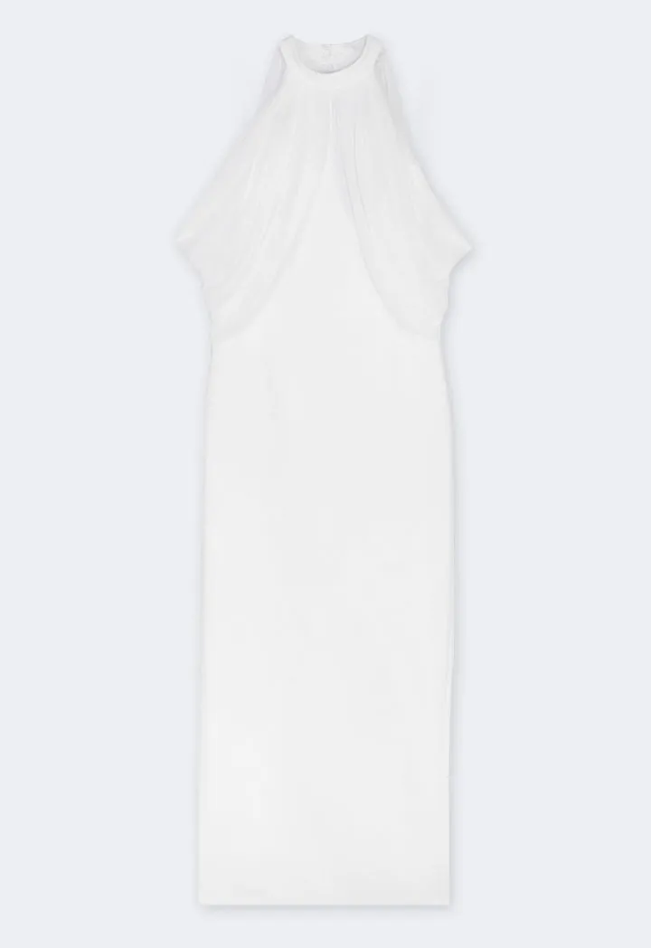 Riva Off-Shoulder Draped Bodycon Gown Dress White