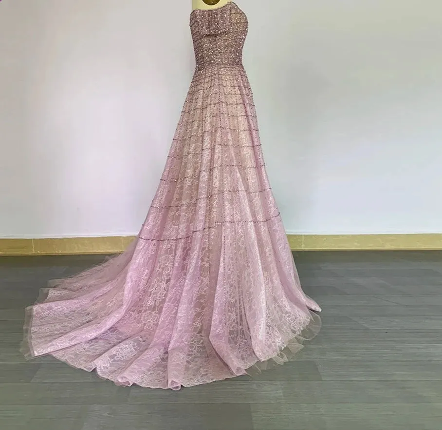 Sequined Handmade Off Shoulder Short Sleeves Beading Gowns