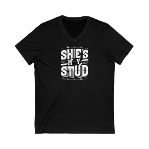 Short Sleeve V-Neck Tee She's my Stud LGBTQ T Shirt