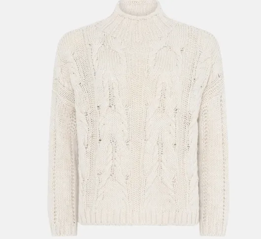 Skovhuus - Fisherman Cable Mock Neck Sweater in Cream