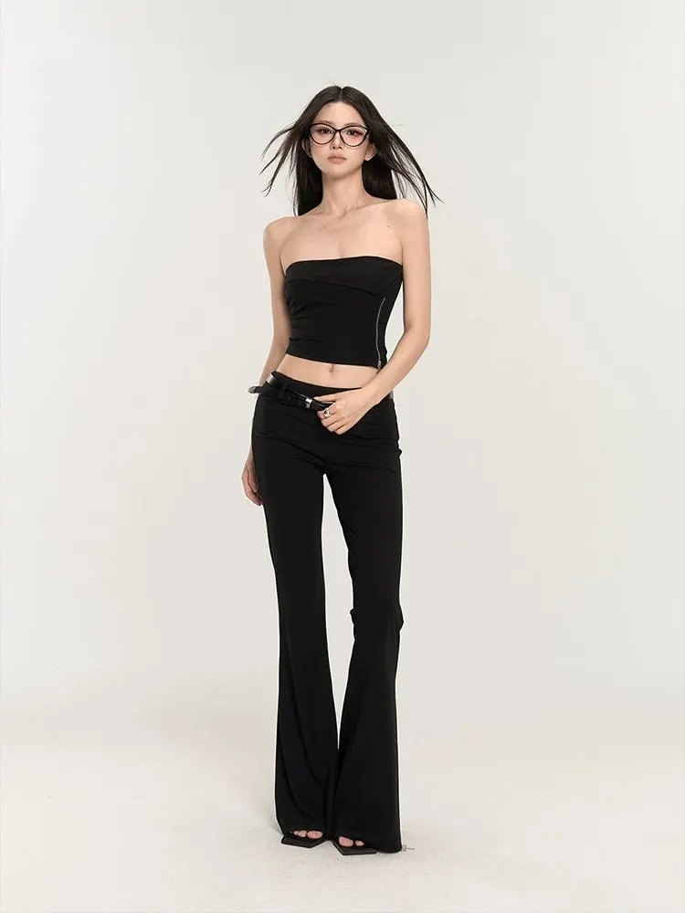 Slim Flared High-Waist Pants
