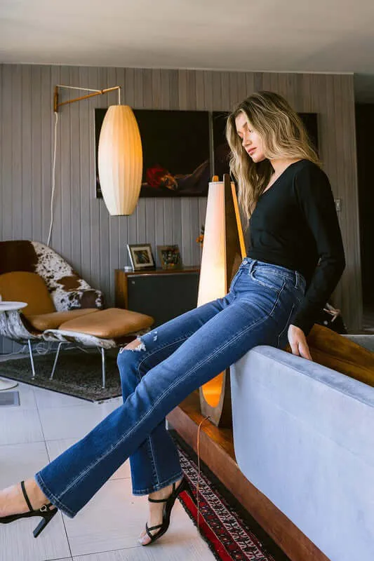 Stretch High Rise Bootcut Denim Jeans