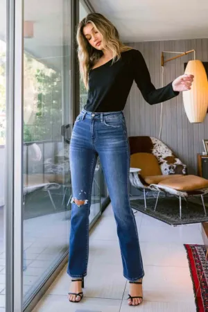 Stretch High Rise Bootcut Denim Jeans