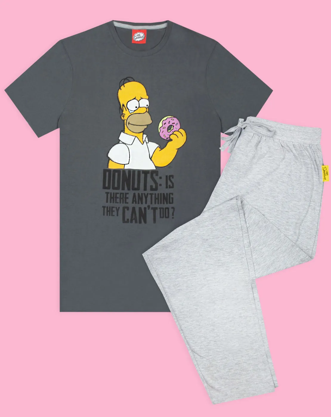 The Simpsons Men's Pyjamas Homer Donuts T-Shirt & Lounge Pants
