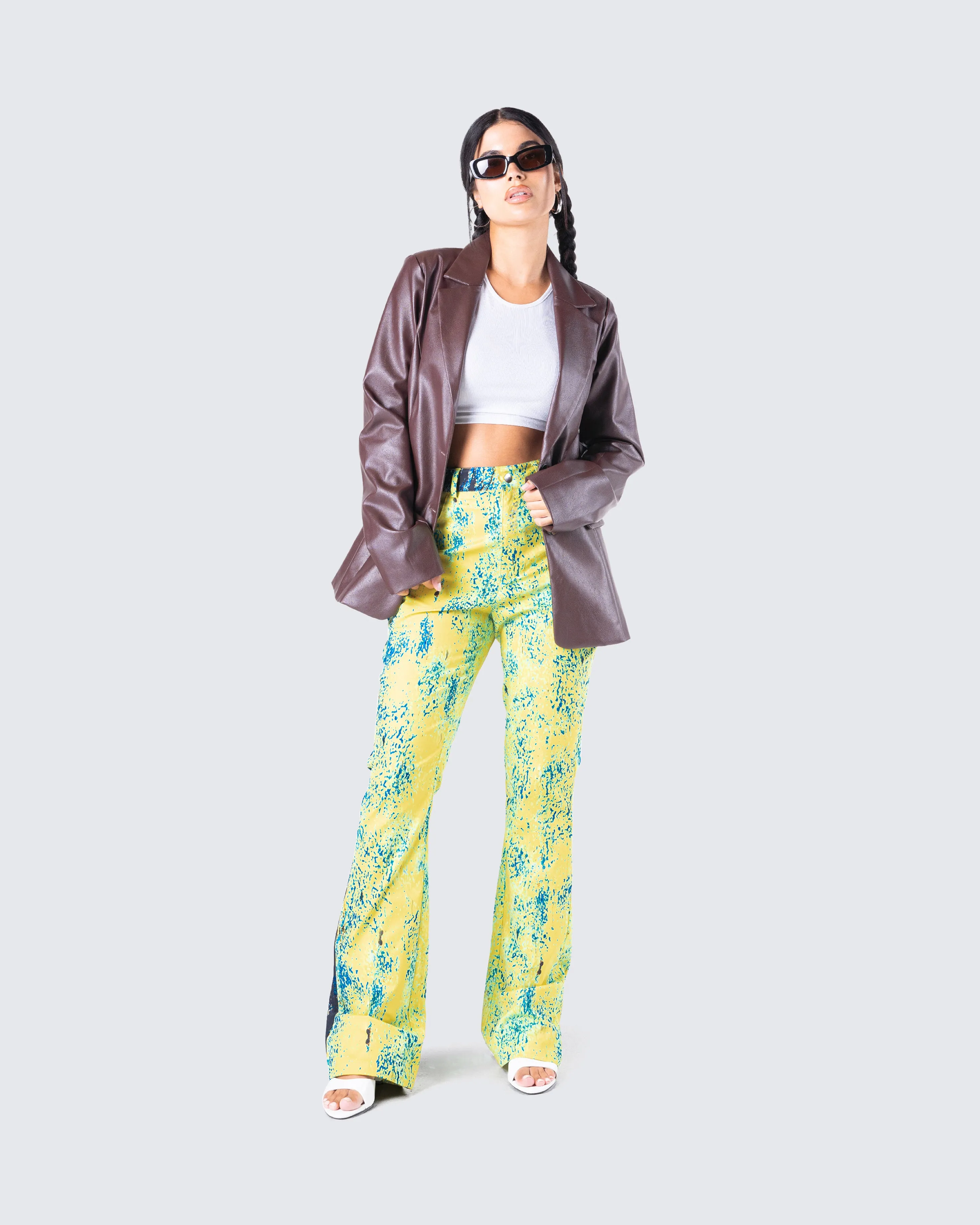 Thea Brown Vegan Leather Blazer