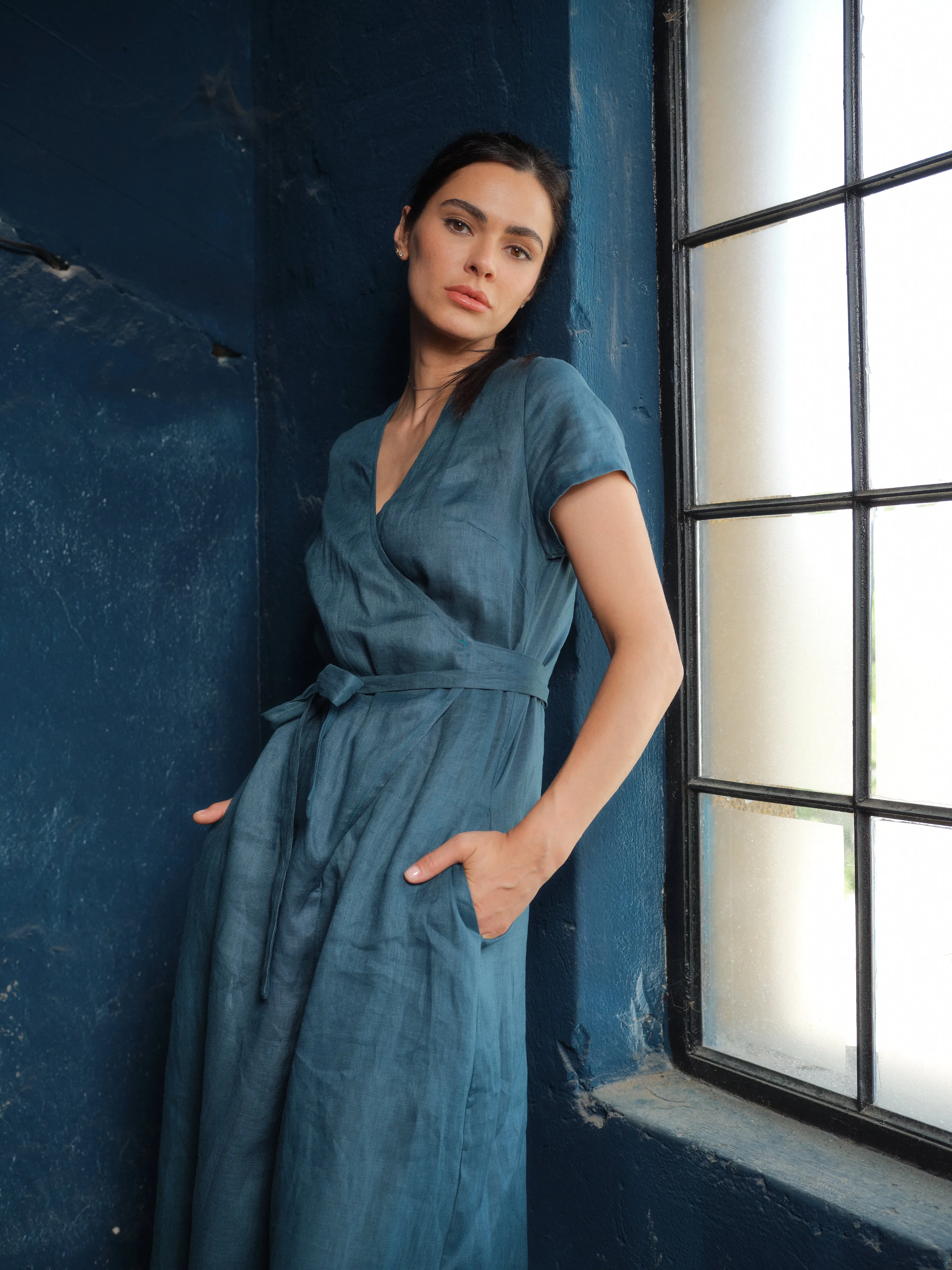 Timeless Elegance: Handmade Linen Palazzo Jumpsuit Women