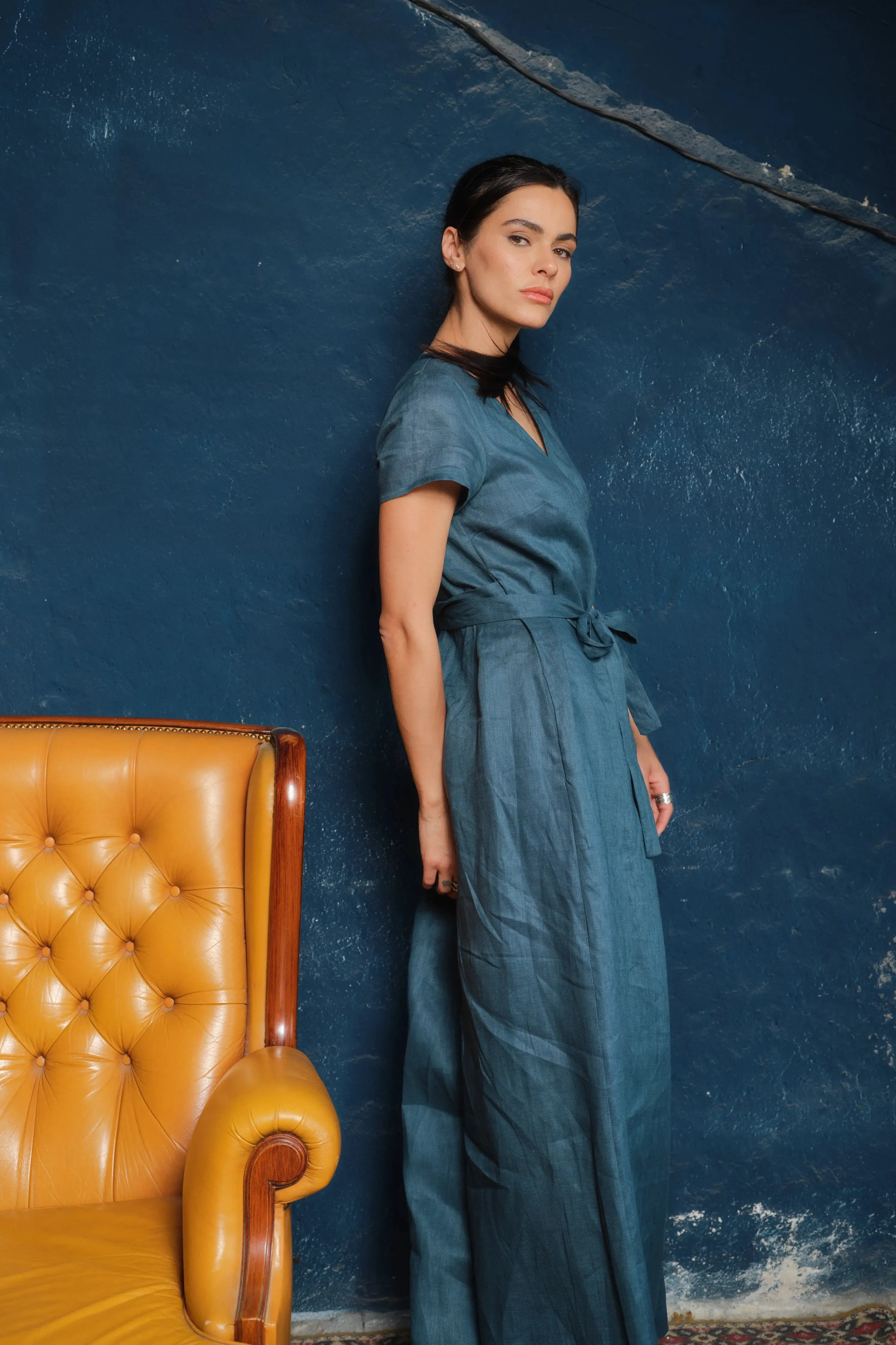 Timeless Elegance: Handmade Linen Palazzo Jumpsuit Women