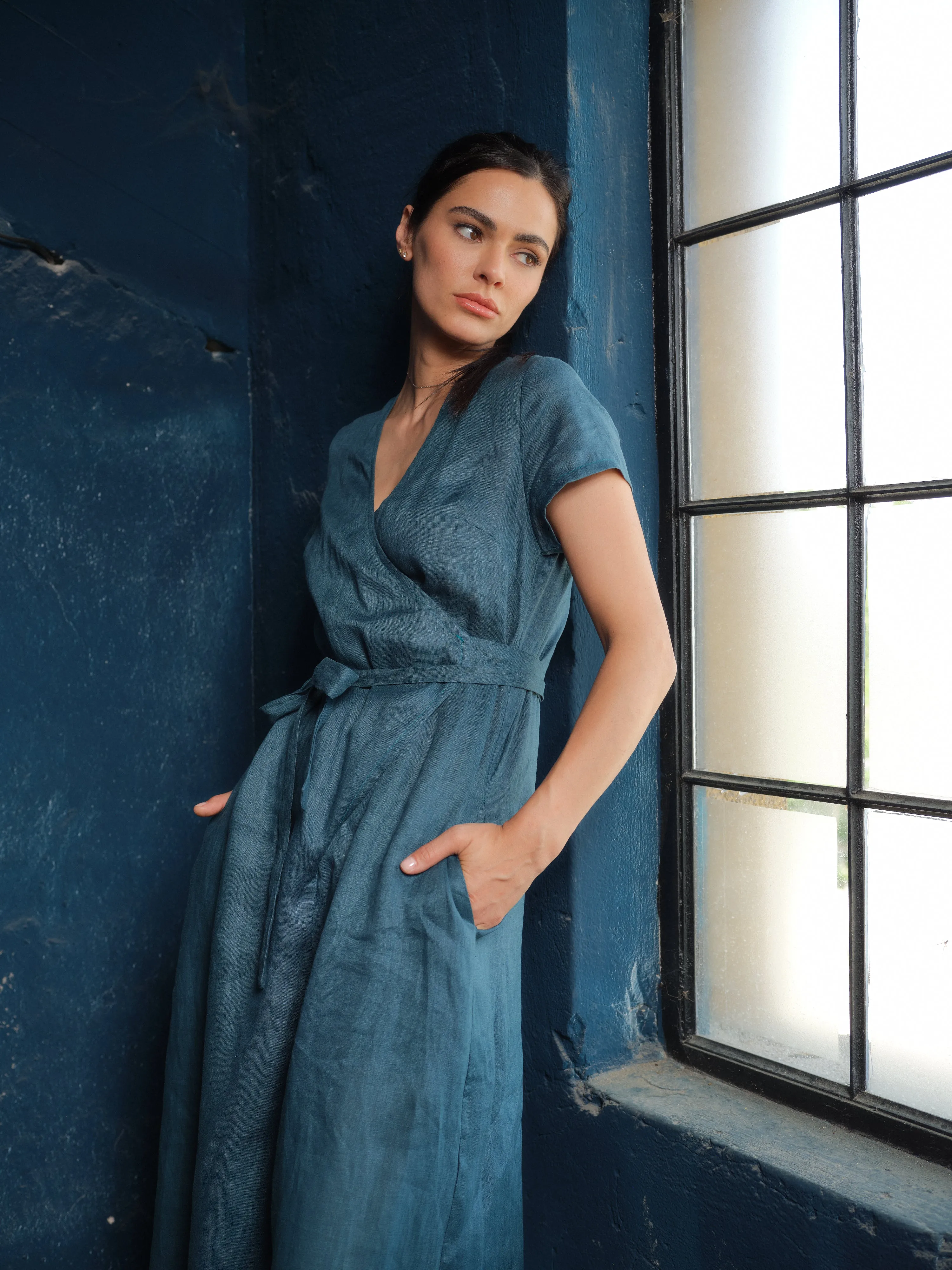 Timeless Elegance: Handmade Linen Palazzo Jumpsuit Women