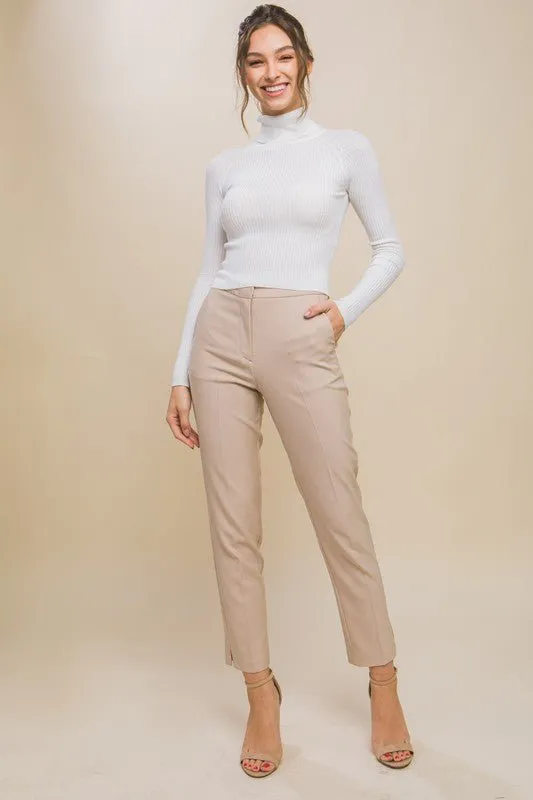 Turtleneck Ribbed Knit Sweater