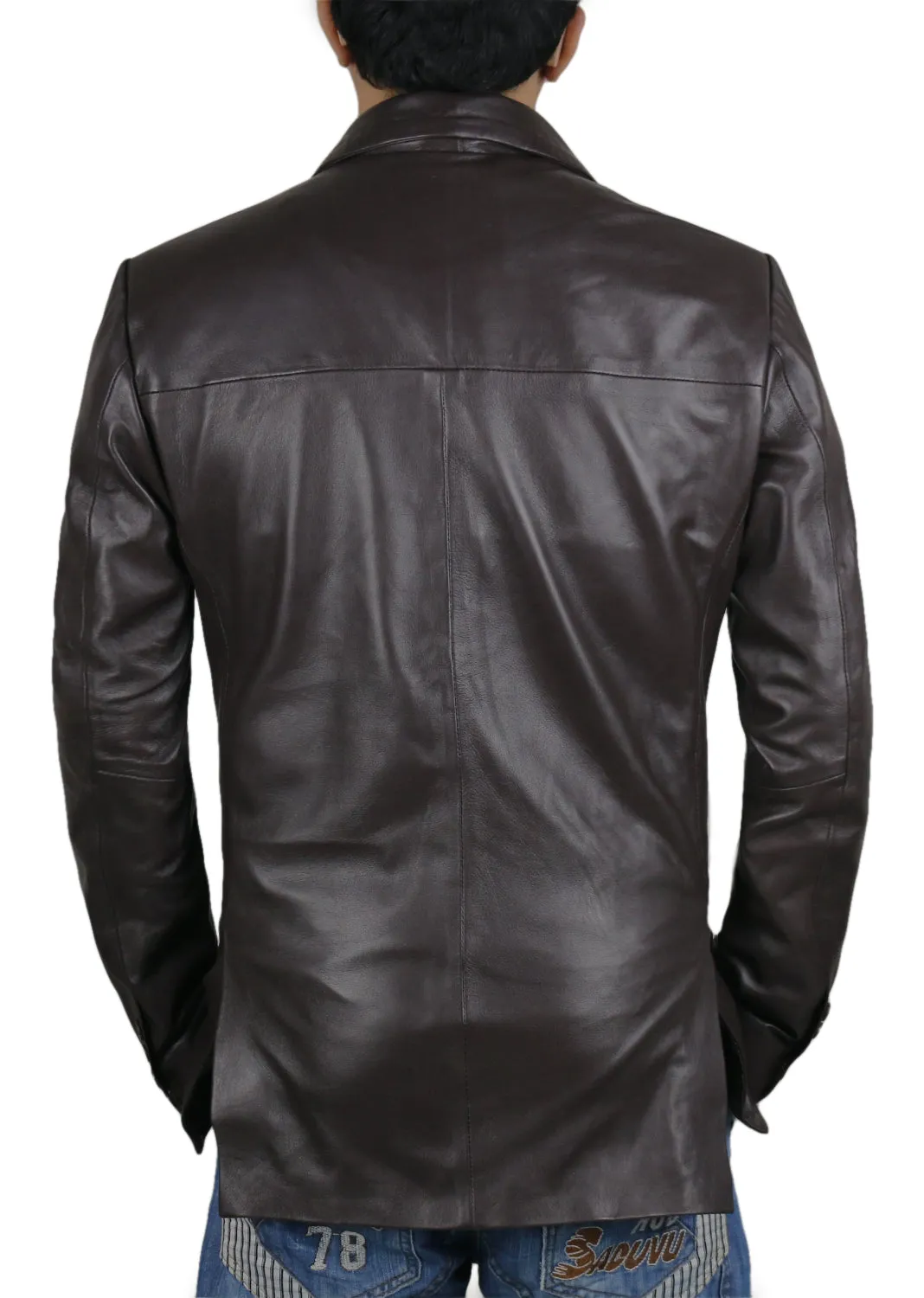 Uloria Tan Leather Blazer