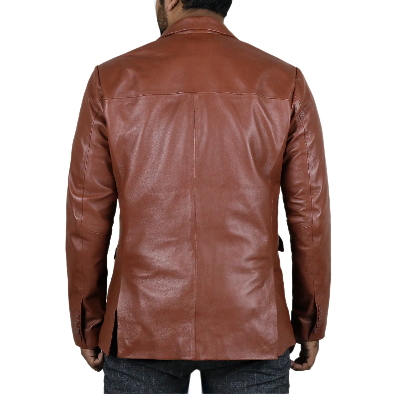 Uloria Tan Leather Blazer
