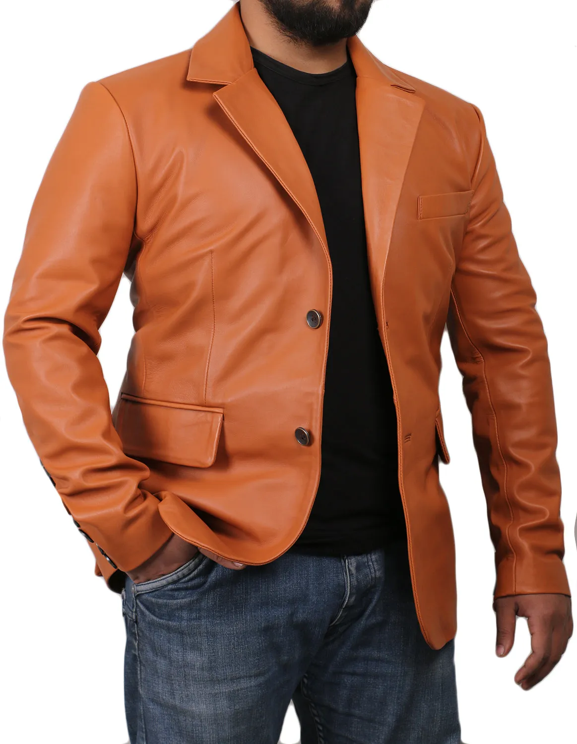 Uloria Tan Leather Blazer