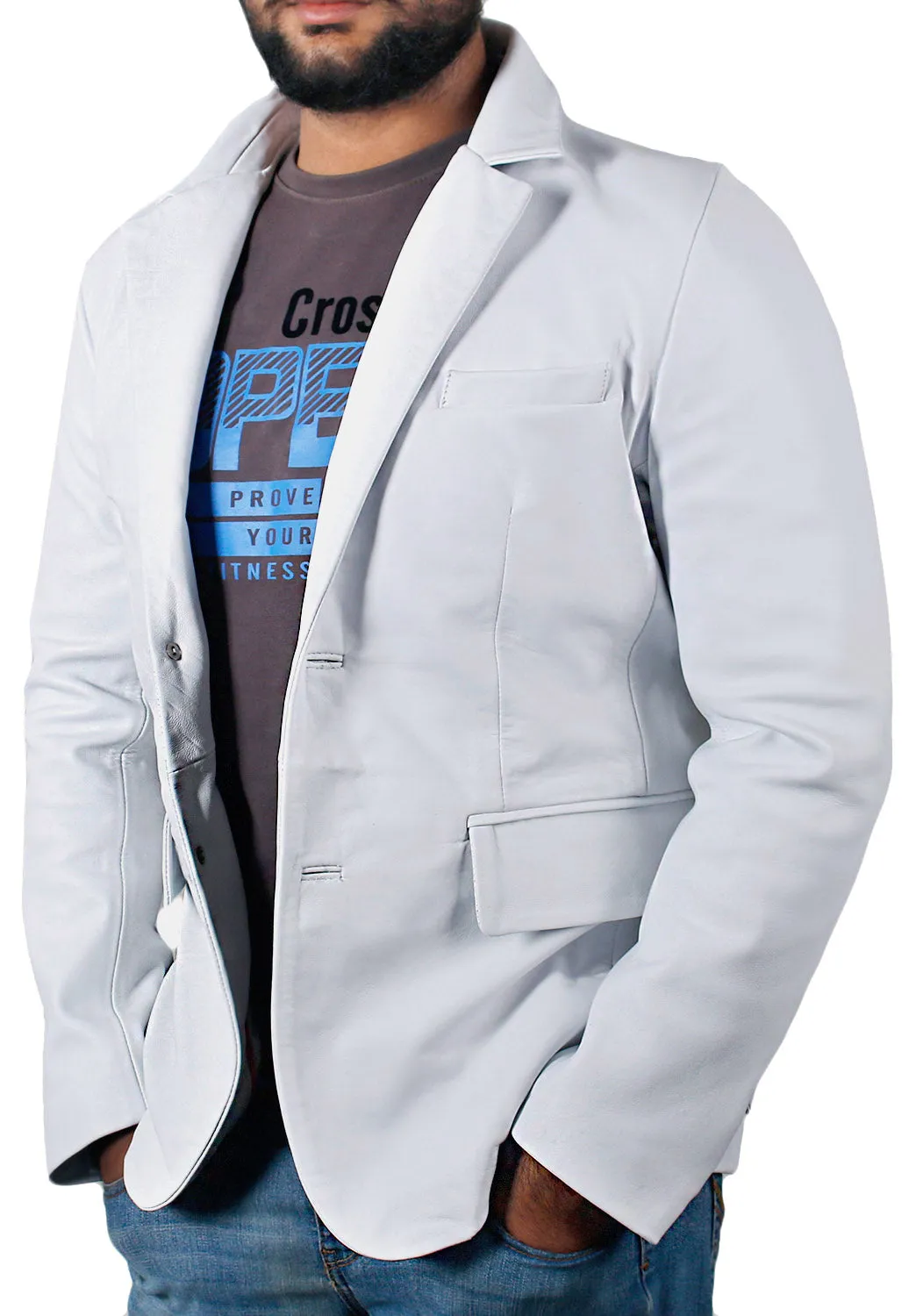 Uloria Tan Leather Blazer
