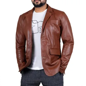 Uloria Tan Leather Blazer