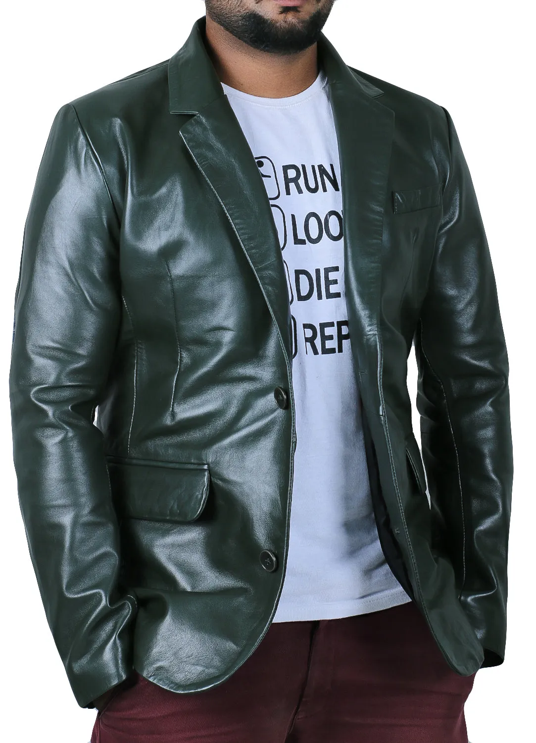 Uloria Tan Leather Blazer