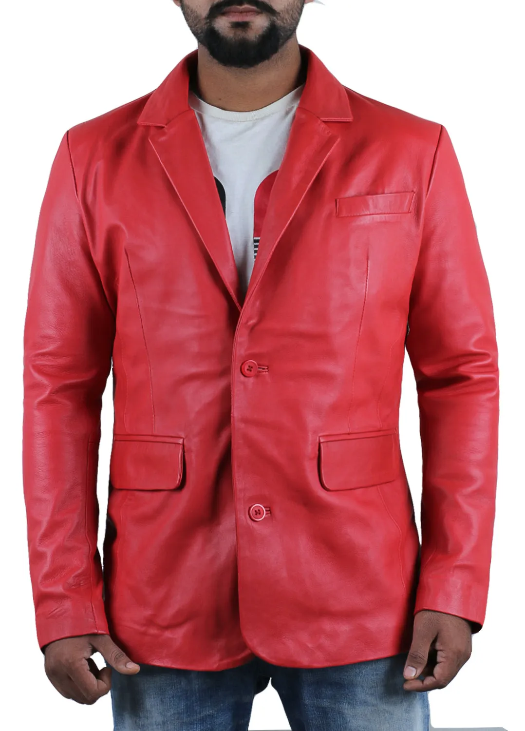 Uloria Tan Leather Blazer