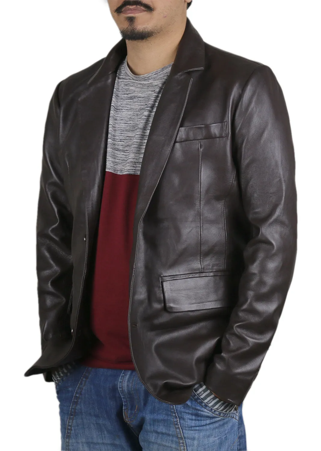Uloria Tan Leather Blazer