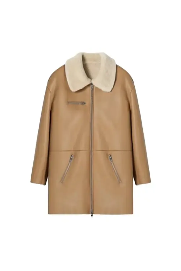 Vintage Mid-length Merino Shearling Lined Leather Jacket