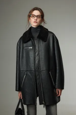 Vintage Mid-length Merino Shearling Lined Leather Jacket