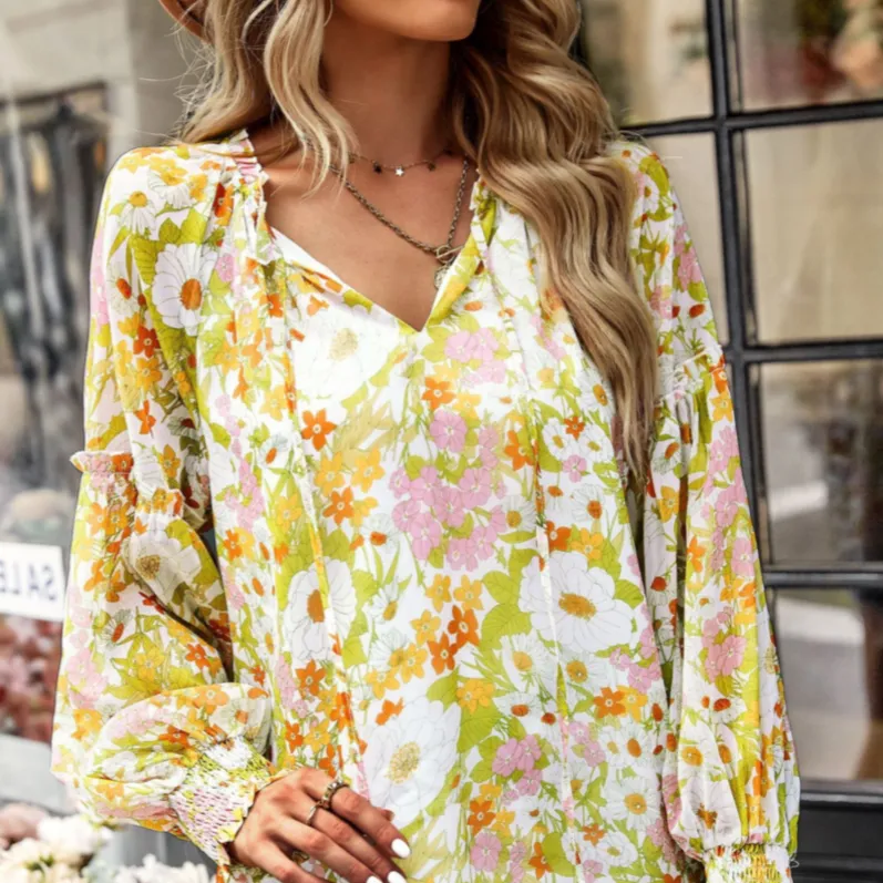 Womens Floral Blouse Long Sleeve