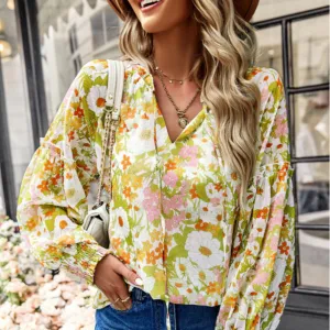 Womens Floral Blouse Long Sleeve