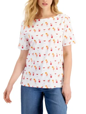 Women's Graphic Printed Top,White