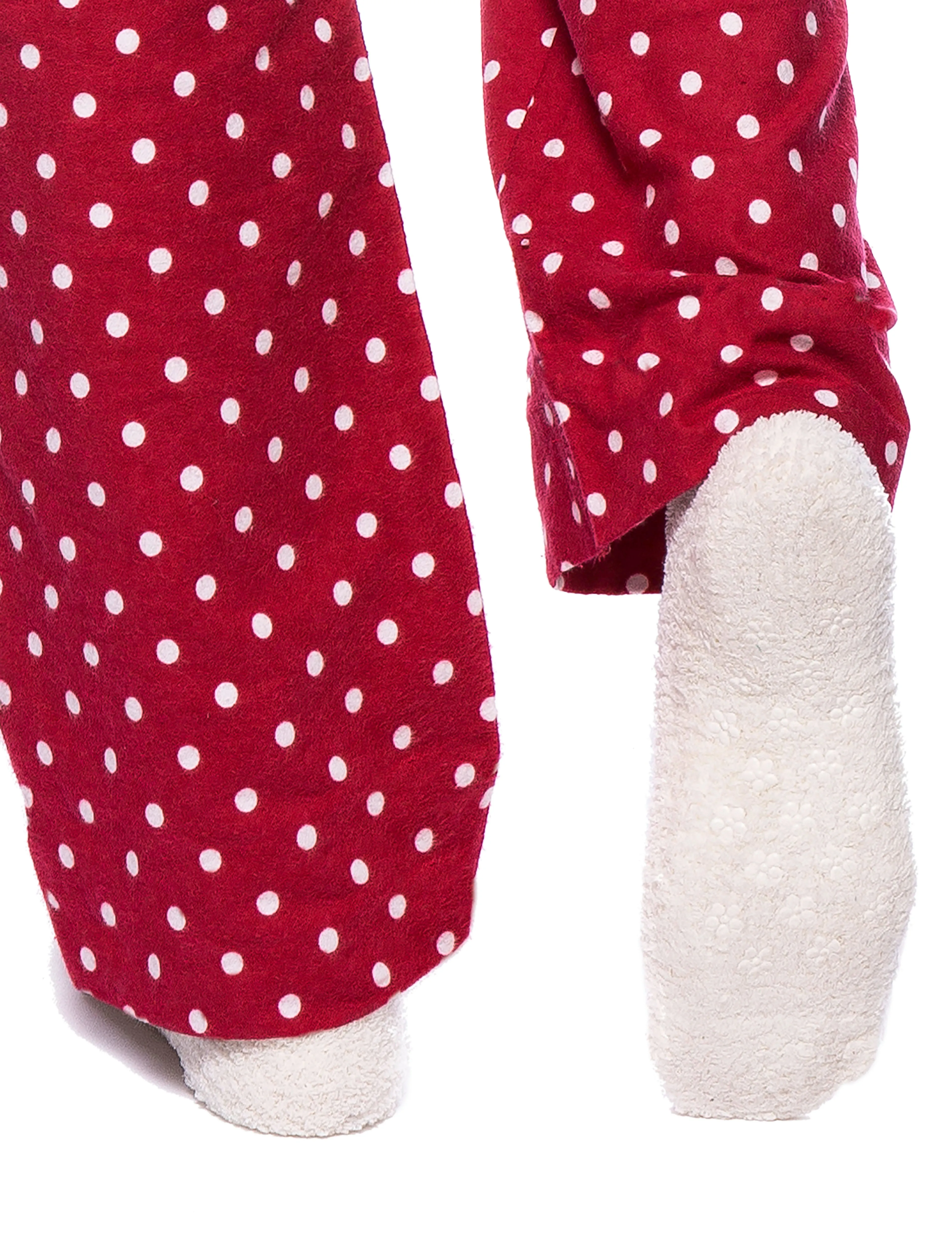 Womens Premium 100% Cotton Flannel Lounge Pants - Dots Diva Red