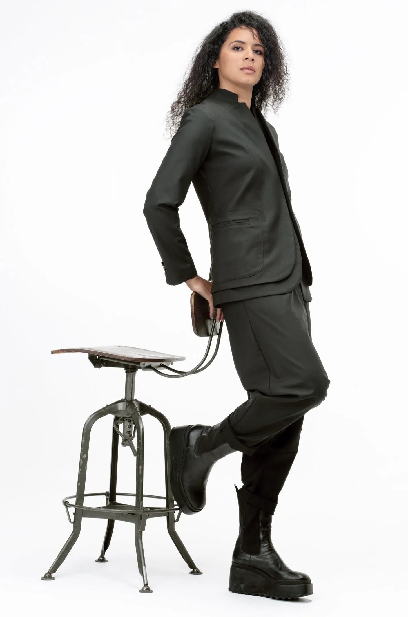 Wool Blazer with Double Lapels