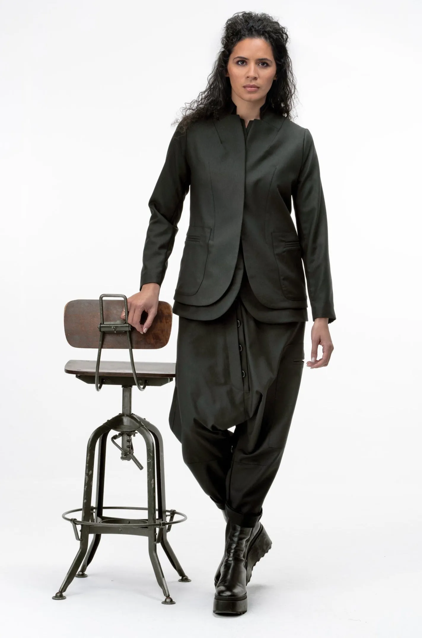 Wool Blazer with Double Lapels