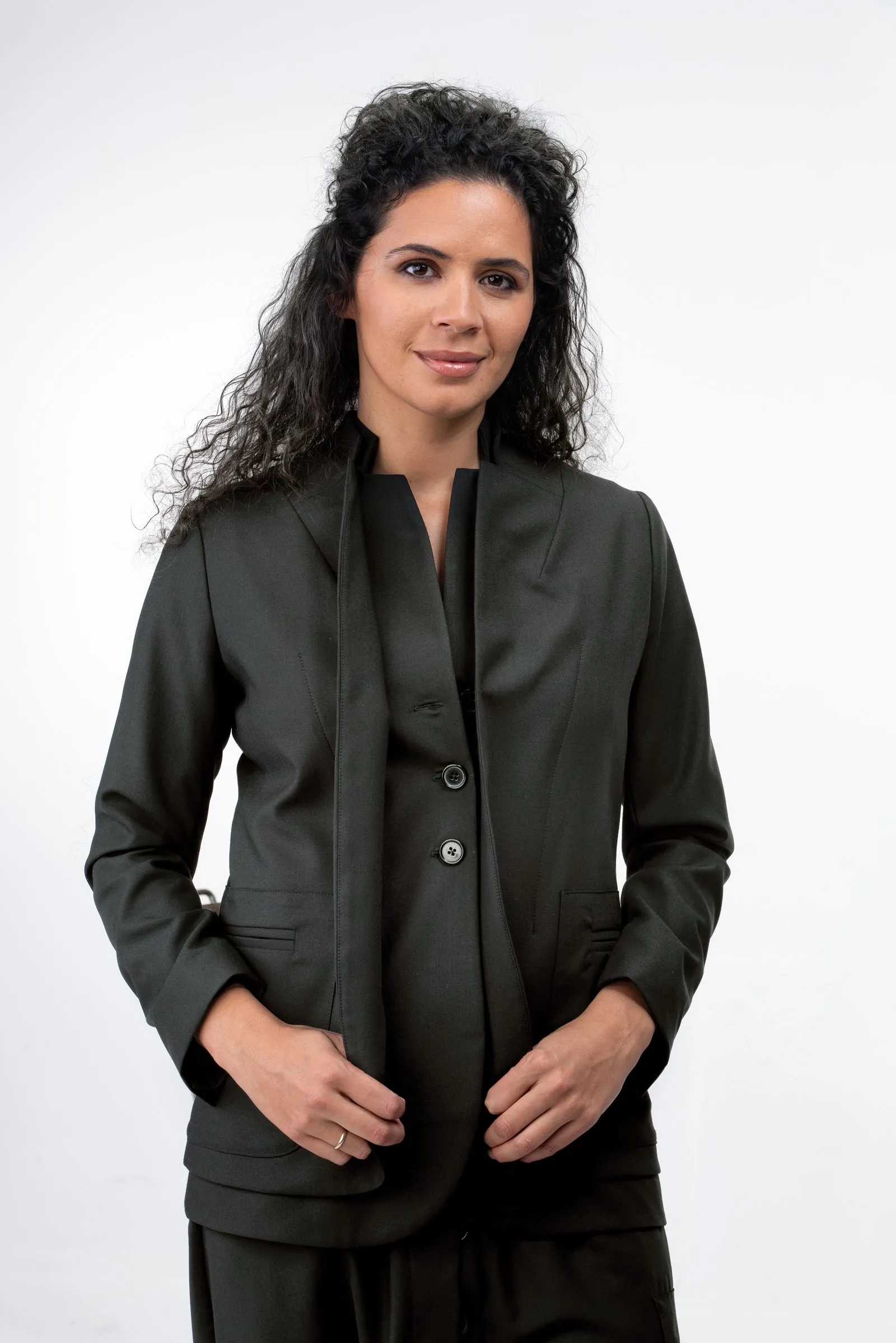 Wool Blazer with Double Lapels