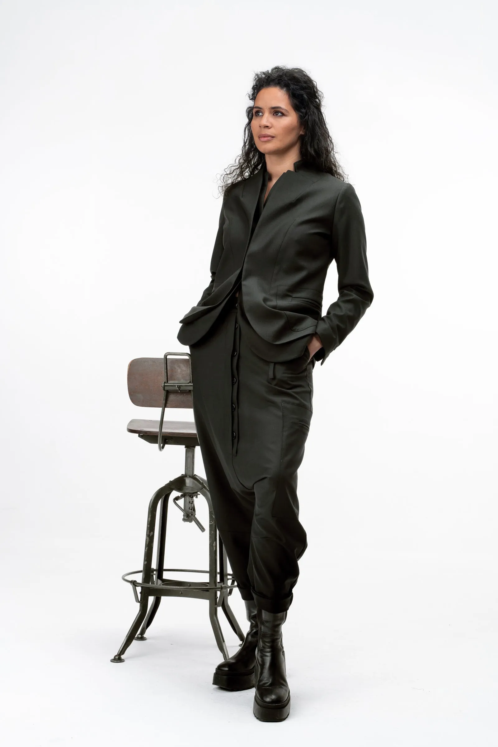 Wool Blazer with Double Lapels
