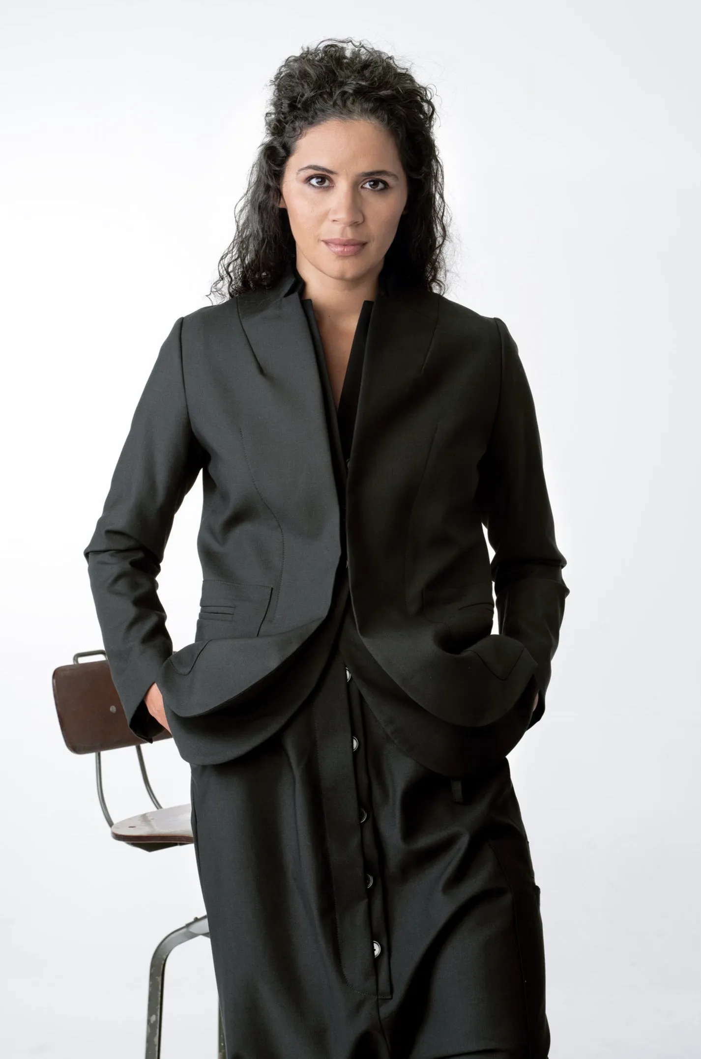 Wool Blazer with Double Lapels