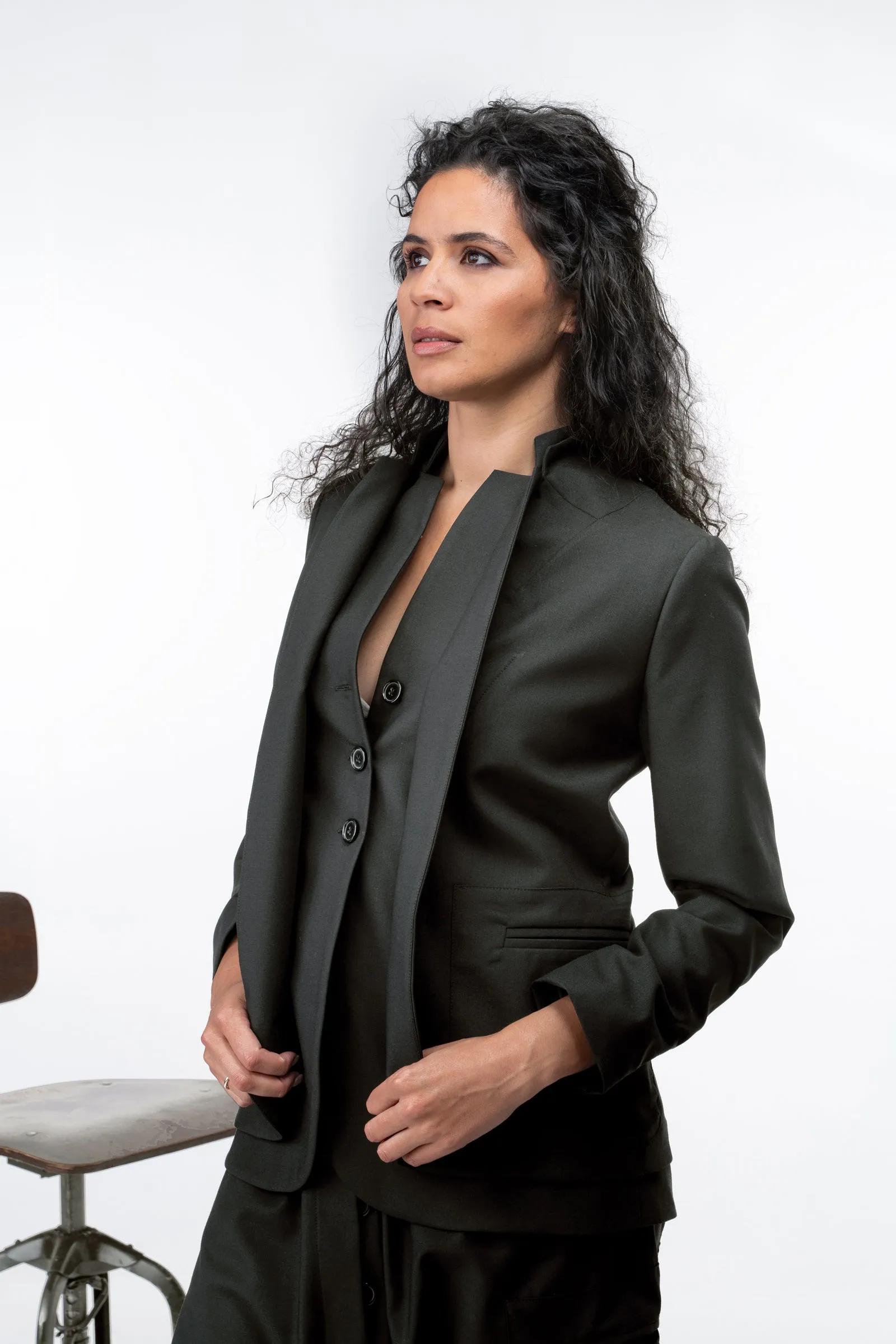 Wool Blazer with Double Lapels