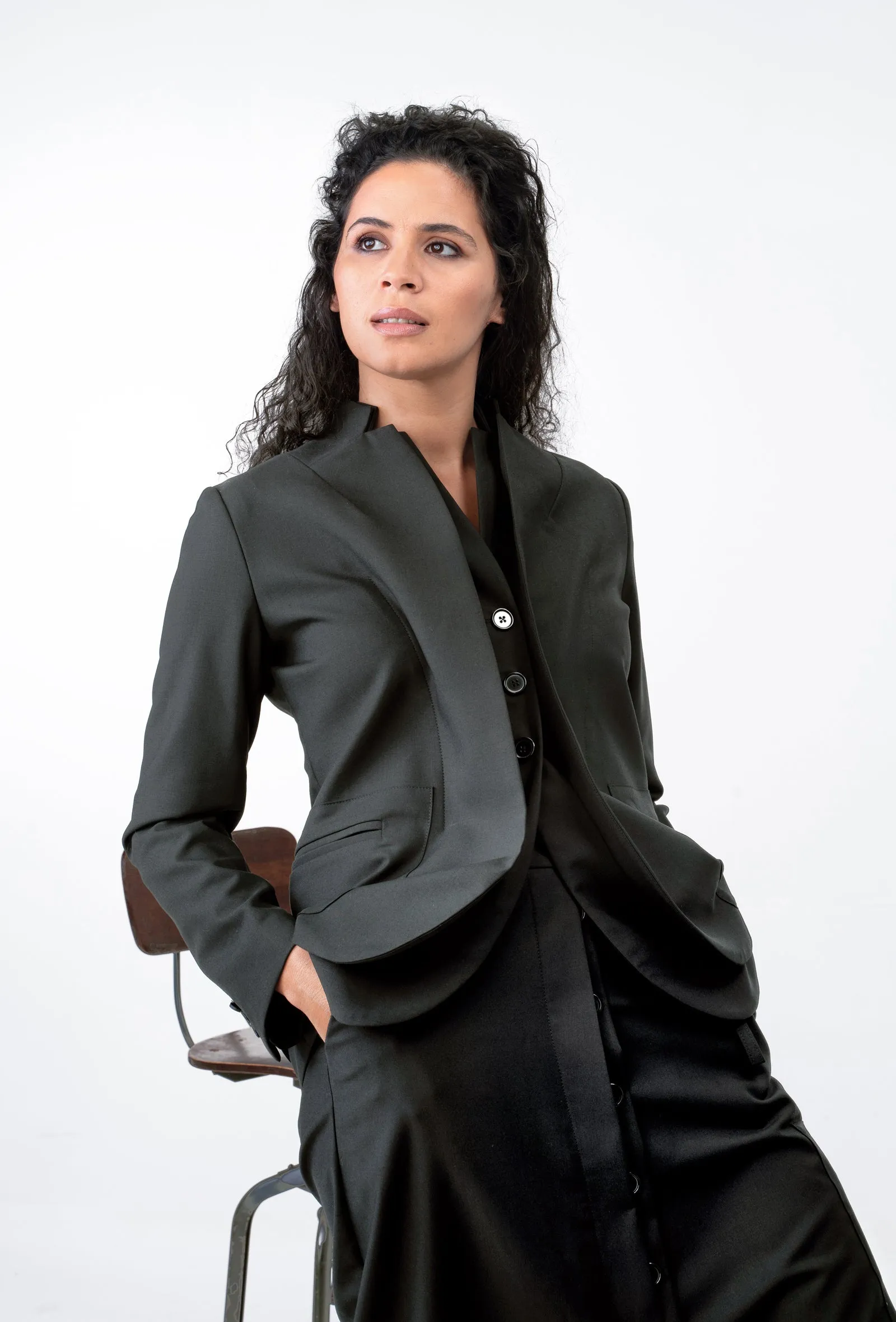 Wool Blazer with Double Lapels