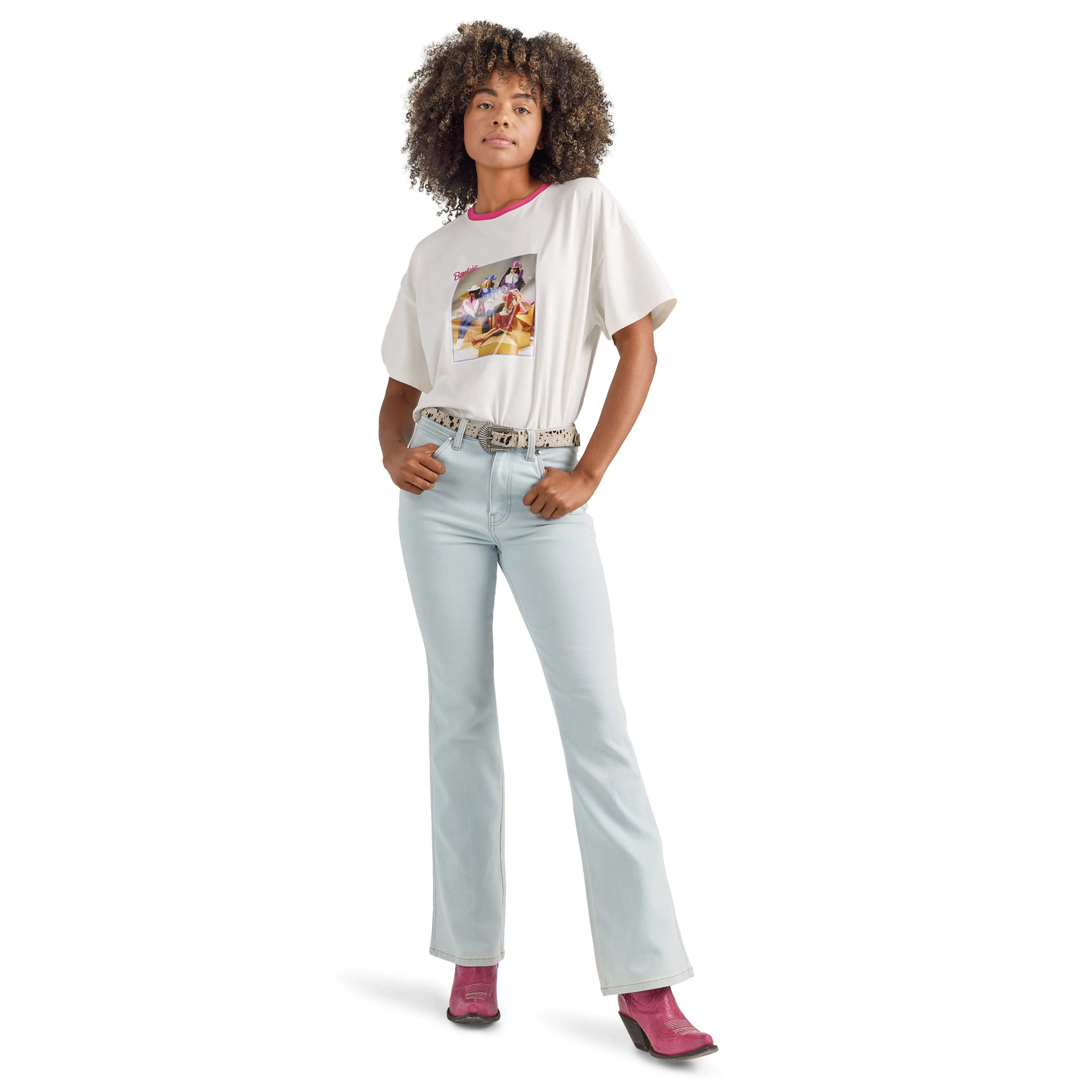 Wrangler Women's Barbie Westward Ken Blue High Rise Bootcut Jean